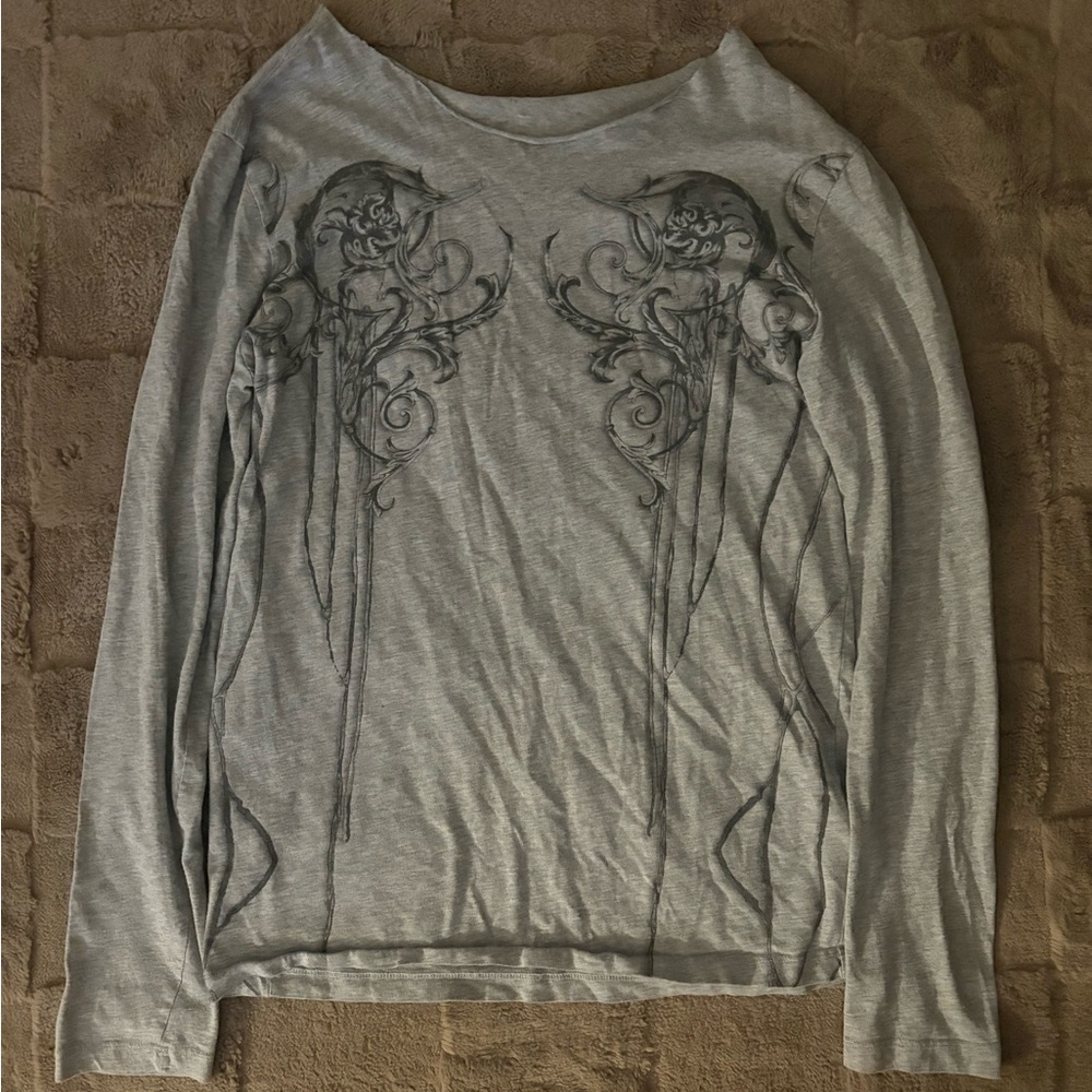 Versace Collection Cybersigilism Gray Long Sleeve Top